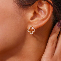 Hollow Clover Studded Studs