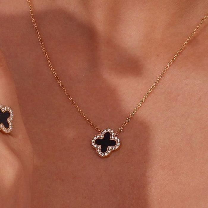 Midnight Clover set  Neckalce Braclate stud